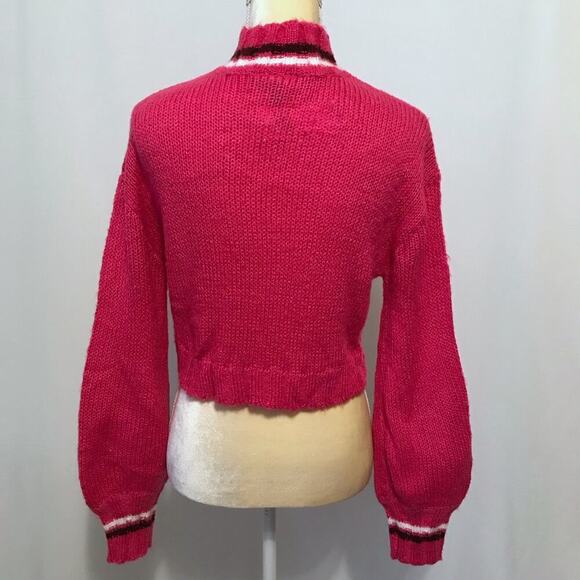 Derek Heart NWT Mock Neck Hot Pink Cropped Sweater Juniors Various - Picture 6 of 8